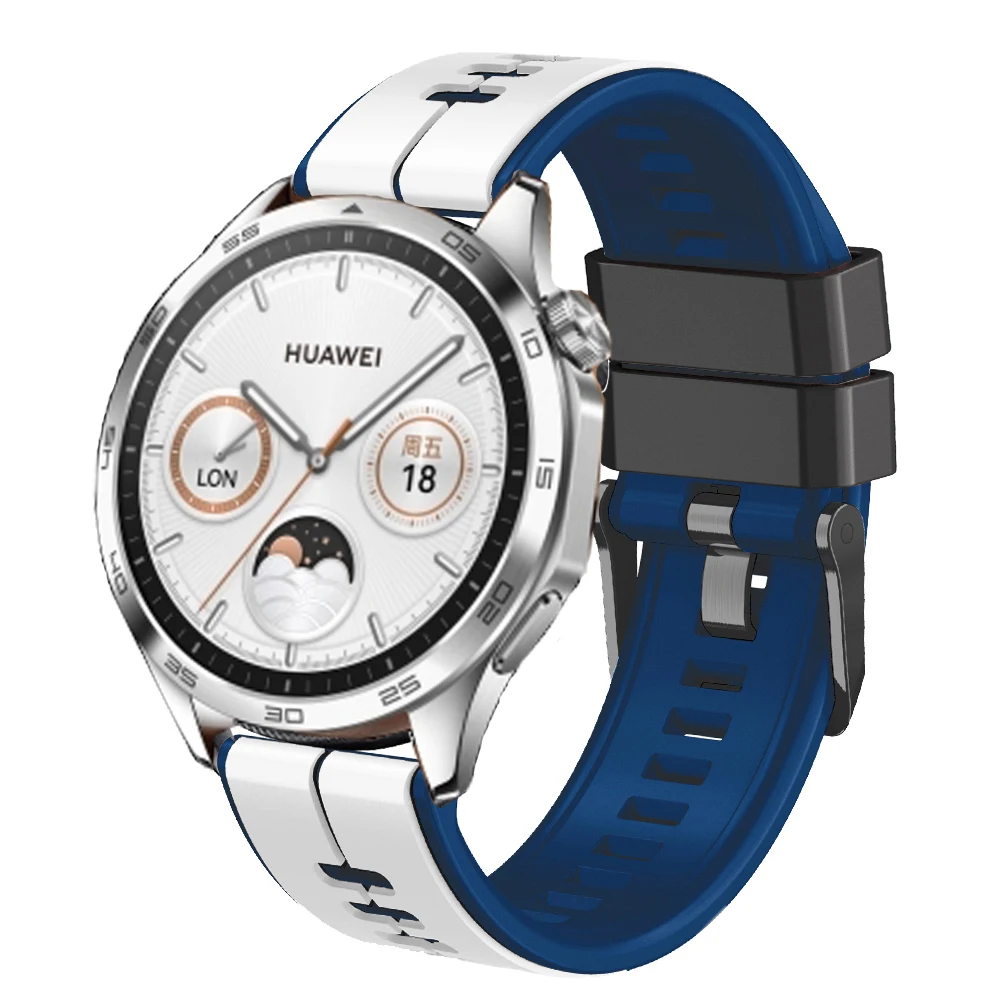 Compatible Con Huawei Watch Gt3 /2pro Correa De Silicona Para Reloj Watch 4  46 Mm / 4 Pro / 3/3 Pro Correa De Silicona Bicolor Con Patrón Vertical 22  Mm Compatible Con