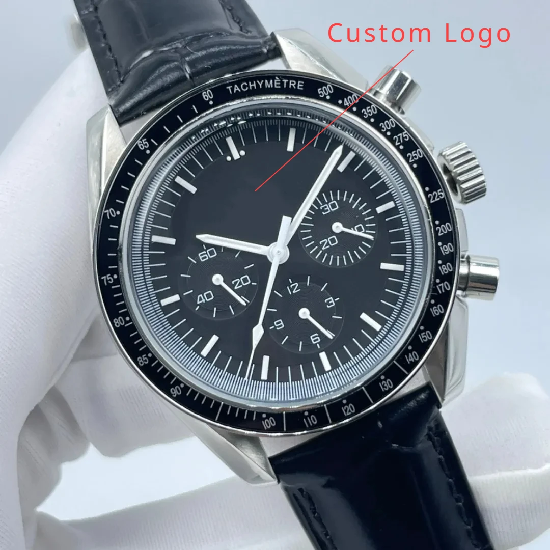 

New men's watch 44mm6 pin design stainless steel classic fashion leather watch waterproof luxury sports men's watch custom brand