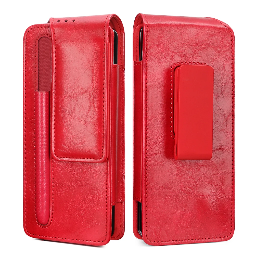 Premium PU Leather Foldable Phone Waist Bag with Pen Holder