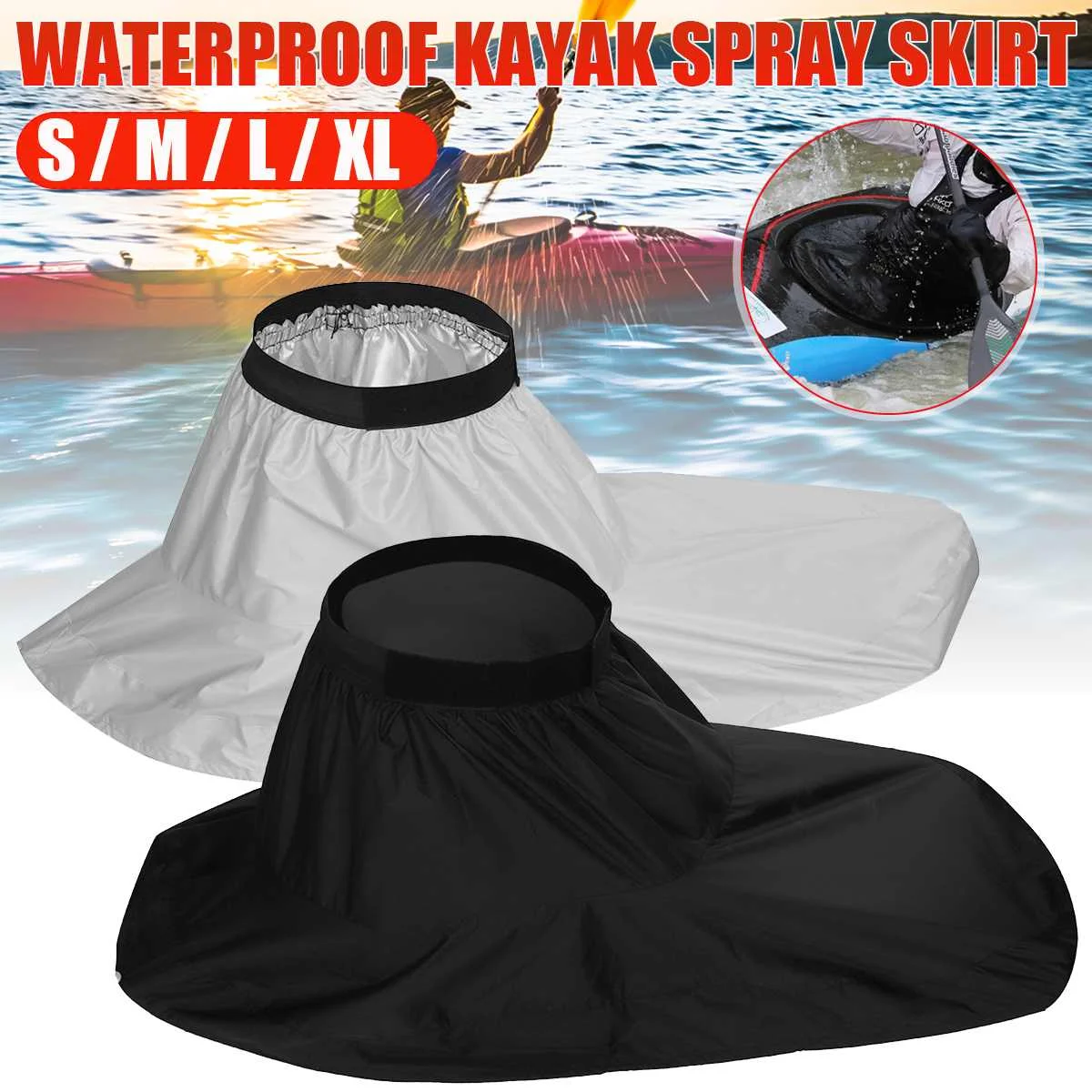 Universal Kayak Spray Skirt Deck Cockpit Sprayskirt Waterproof Cover L Black 