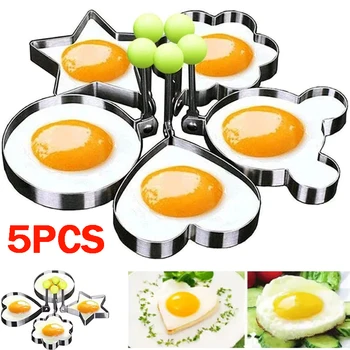 Stainless Steel Omelette Mold Maker Love Star Bear Flower Fried Egg Mold Pancake Shaper Cooking Baking Tools Kitchen Accessories