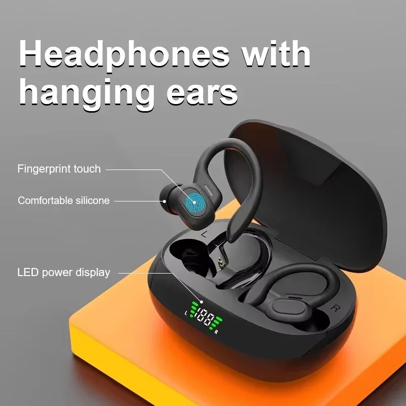 Auricolari wireless Sport 5.3 Cuffie con microfono con cancellazione del rumore 75H HiFi Stereo Over Ear Bud Display a LED USB-C IPX6 - immagine 3