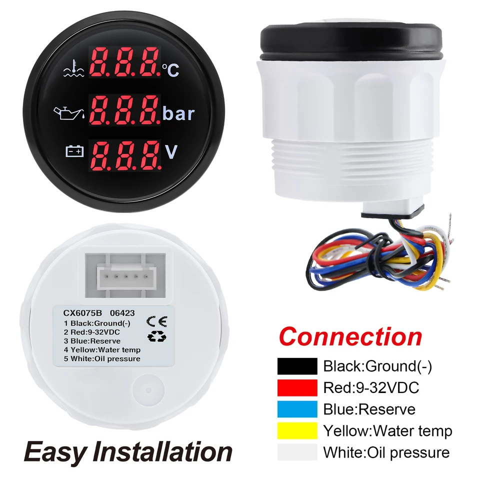 Temp Meter Digitale Per Moto - Misuratore Temperatura Acqua/Olio Con Display LCD Retroilluminato - Foto 9