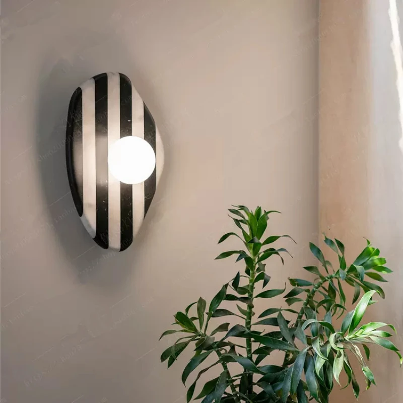 Natural marble wall lamp Irregularly Striped wall light for Living Room Restaurant bedroom Hotel Colored stone wall lamp 6