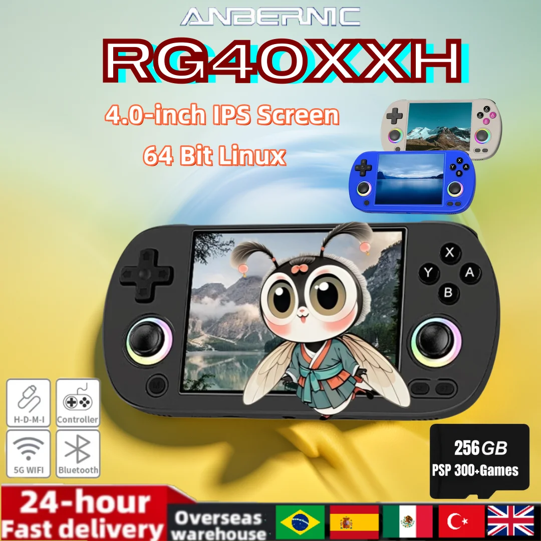 RG40XX H - Consola de juegos de mano, 128GB, más de 10000 juegos, iluminación RGB de joystick, pantalla IPS 4 pulgadas, sistema Linux, compatible Bluetooth 5g WiFi RG40XX H - Consola de juegos de mano, 128GB, más de 10000 juegos, iluminación RGB de joystick, pantalla IPS 4 pulgadas, sistema Linux, compatible Bluetooth 5g WiFi