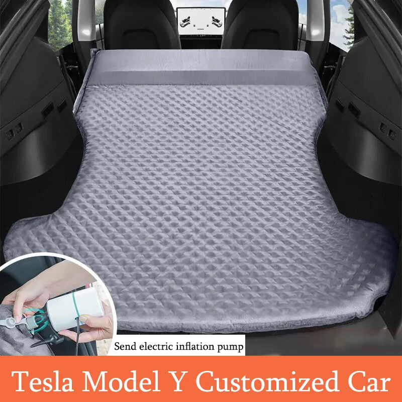 Inflatable Air Bed Inflatable Air Mattress Outdoor Camping Air Cushion Bed Suede Fabric Car Travel Bed For Tesla Model Y