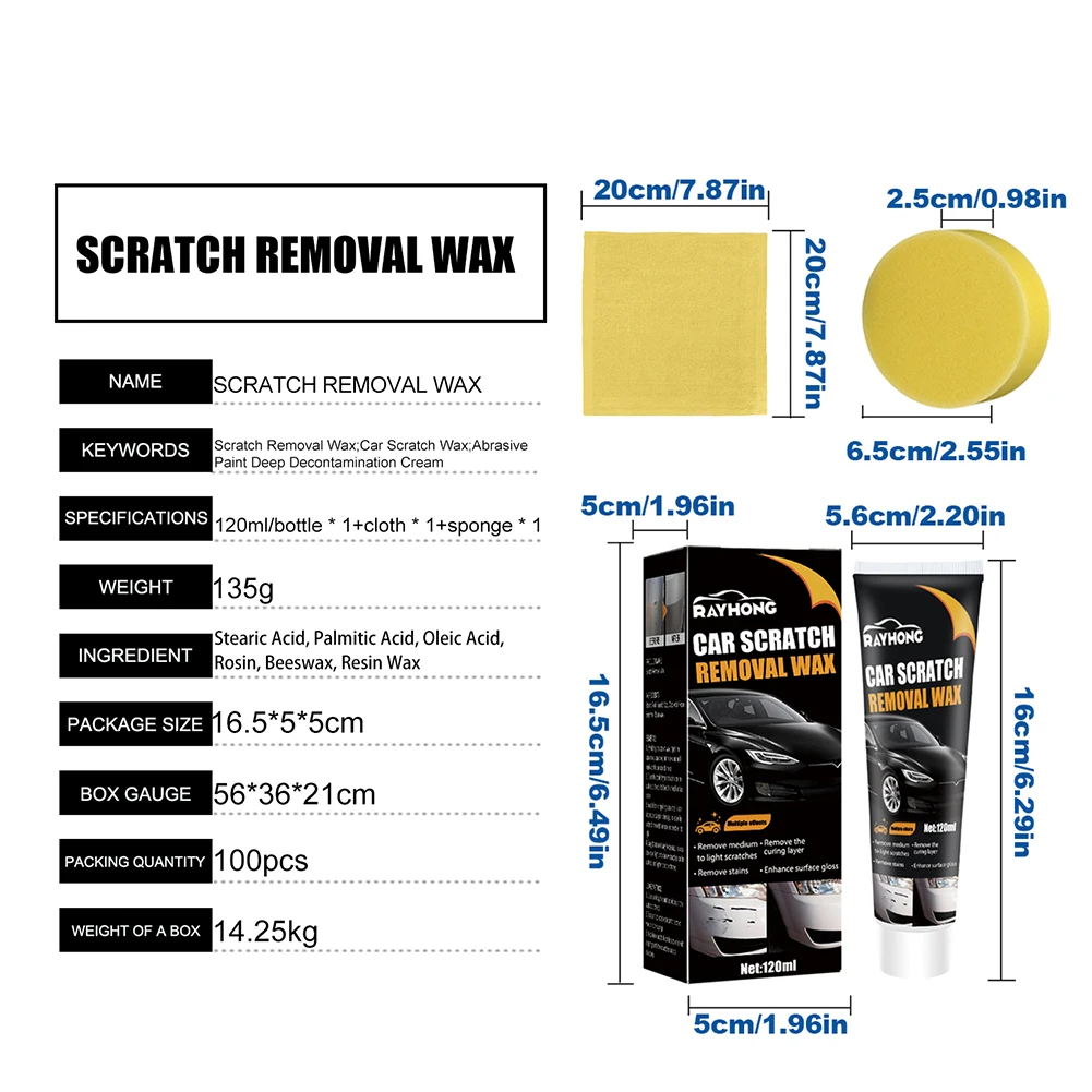 120ml Car Polish Scratch Remover Waterproof Car Paint Scratch Repair Cleaning Kit Anti-UV Paint Repair Polishing Wax