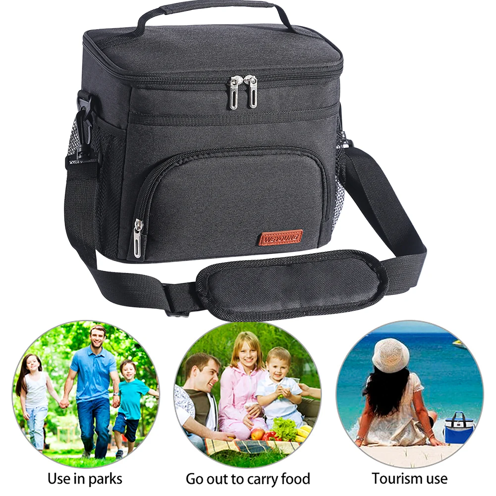 Portable Lunch Bag Food Thermal Box Multifunctional Large Capacity Travel Picnic Lunch Box with Shoulder Strap for Hiking