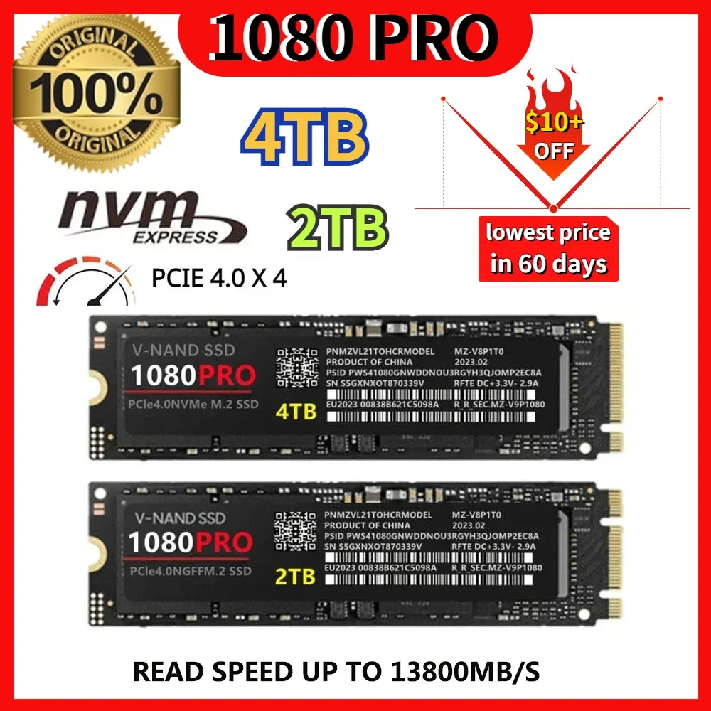 Neue original 1080pro interne Festplatte Solid State Festplatte nvme 2,0 pcie 4,0 ngff m.2 ssd Spiel für Desktop ps5 Gaming PC