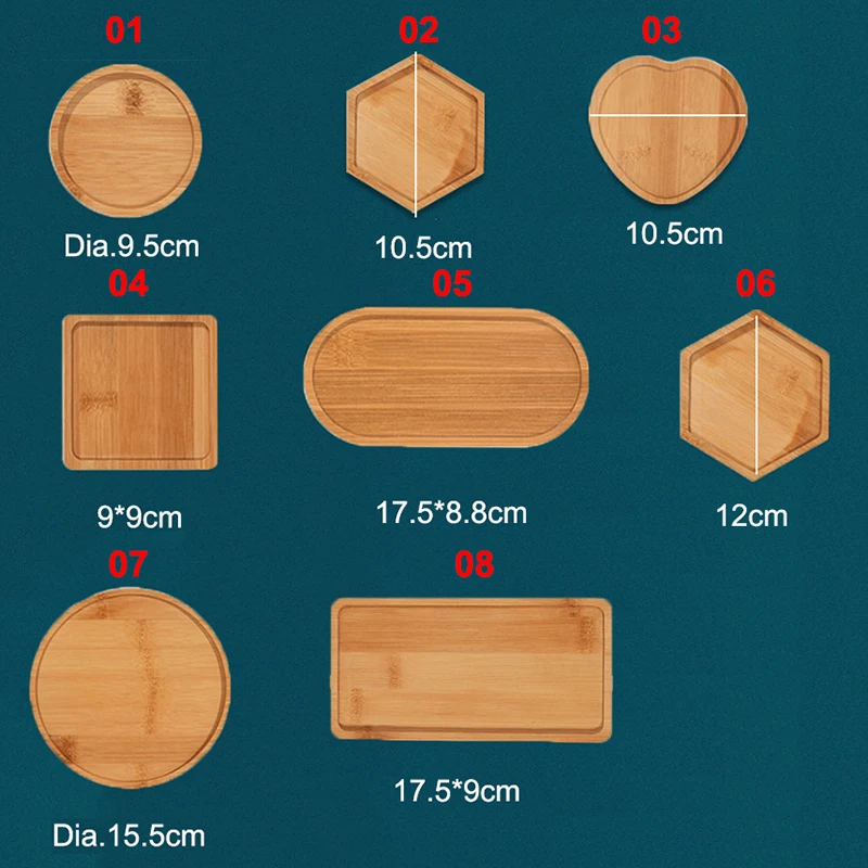 Multi Bamboo Coaster Wood Soap Dish Jewelry Storage Tray Organizer Round Square Cup Pad DIY Mosaic Coaster Base Plate 6