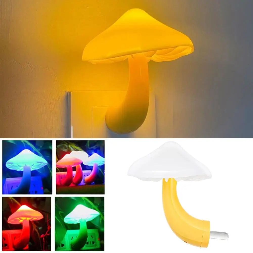 

Mushroom LED Night Light Wall Socket Lamp Decorative With Warm White Light-control Sensor - EU/US Plug For Home Decoration A9A2