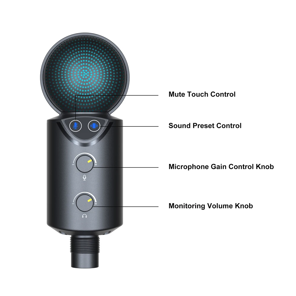 7RYMS AU02-K1 RGB Cardioid Condenser USB Microphone Kit description image 12