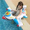 Kids Airplane Shape Infant Float Pool Swimming Ring Inflatable Circle Baby Seat with Steering Wheel Summer Beach Party Pool Toys 2