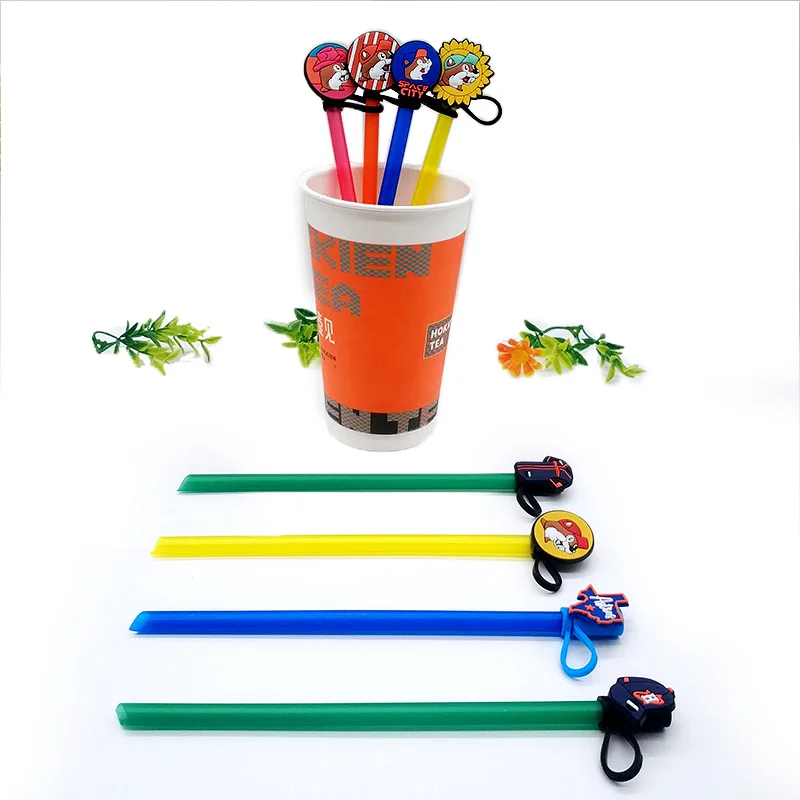 1PCS PVC Straw Toppers Funny Design Lovely Straw Charms Airtight