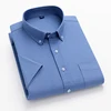 New Men's Striped Fashion Short Sleeve 100% Cotton Oxford Plaid Business Button Down Regular Fit Office Shirt Man Clothing 6