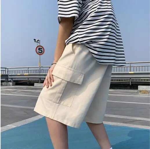 

Casual overalls men's fashion all-match trend five-point pants loose straight overalls trousers sports korean style loose pants