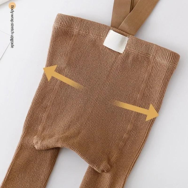 Cute Spring Knitted Tights For Newborn Baby Boys And Girls Solid Pantyhose Casual Suspender Tights Infant Toddler Strap Leggings