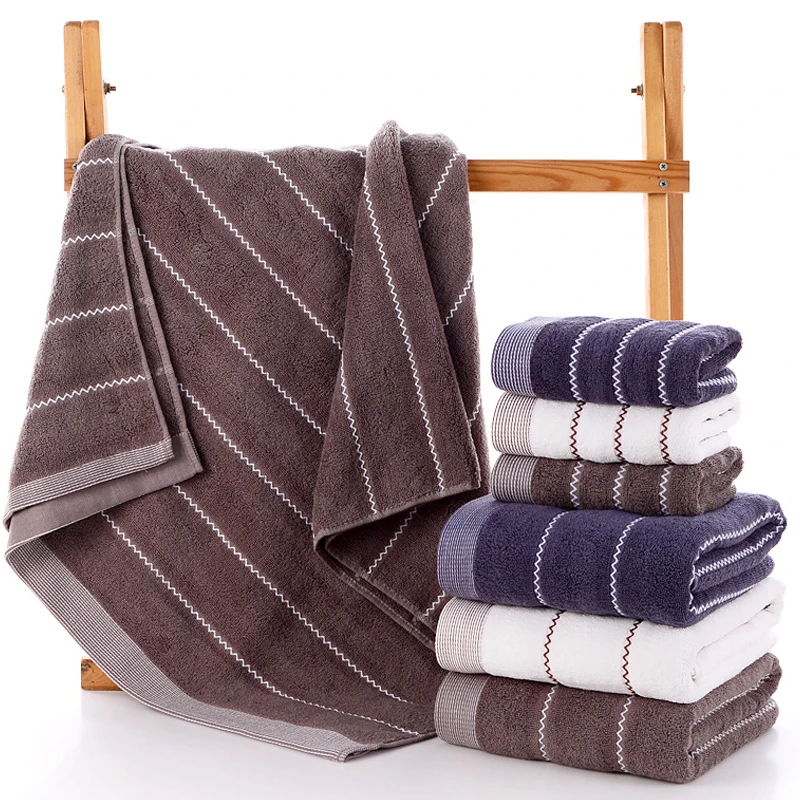 70x140cm pure Cotton Absorbent Large Size bath towelStriped Solid Color Soft  Comfortable adult Bathroom Towel Towel Hotel Towel 2