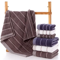 70x140cm pure Cotton Absorbent Large Size bath towelStriped Solid Color Soft  Comfortable adult Bathroom Towel Towel Hotel Towel 2