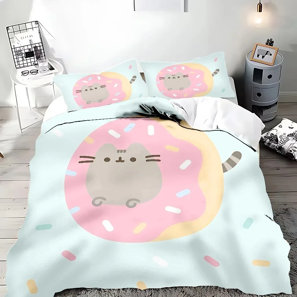 Duvet Cover Pillowcase Pusheen cat Bedding Set Adult Boy Girl