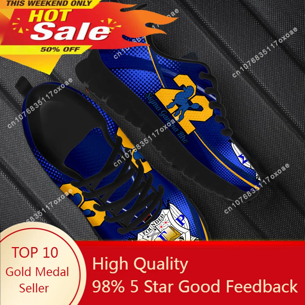 

Blue Sigma Gamma Rho Poddles Design Breathale Running Sneakers Round Toe Flat Shoes for Women Outdoor Trainer Shoes