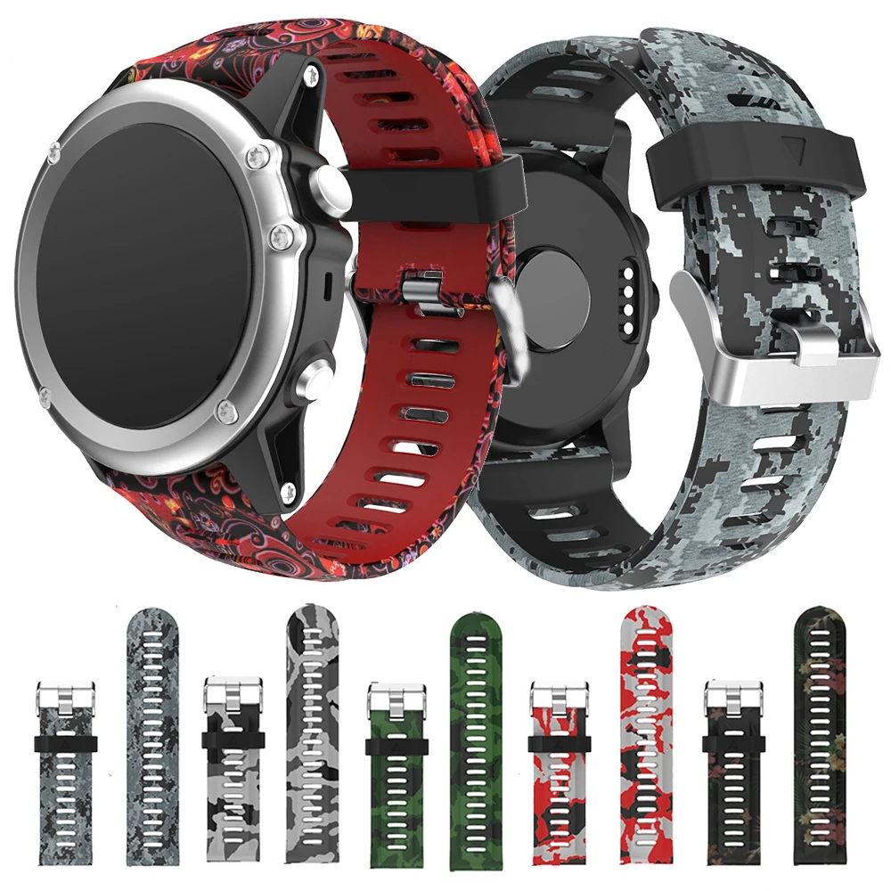 

26mm Printed Silicone Strap for Garmin Fenix 3/3 HR Smart Watch Band for Garmin Fenix 5X