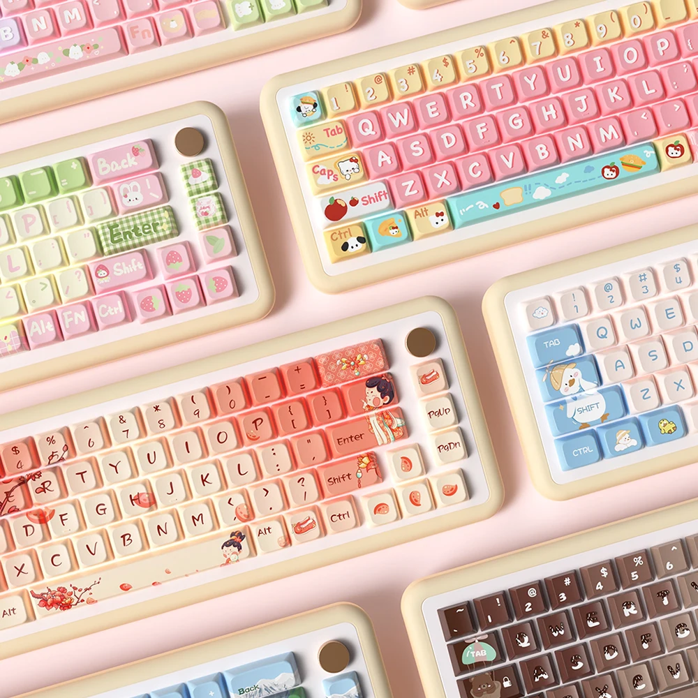 

Original Theme Keycaps MDA Profile cute Anime PBT Keycap custom For Mechanical Keyboard with iso layout and 7U space bar