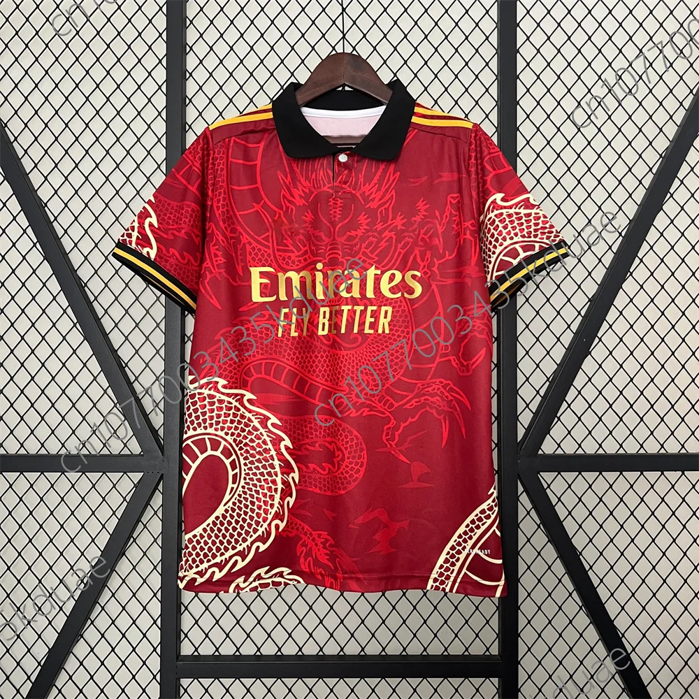 25/26 Edition Dragon Pattern Football Jersey Short Sleeve T-Shirts Men Women Casual Street Oversize Unisex Polo Quick-dry Tops