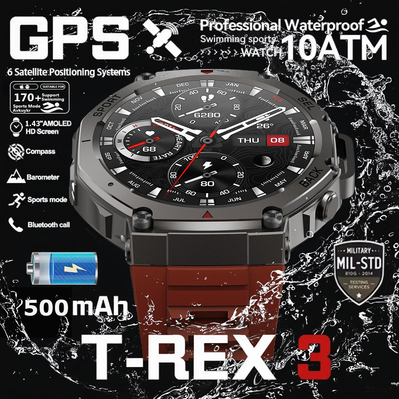 T-Rex 3 Pro Dual-Band GPS Military Smart Watch 1