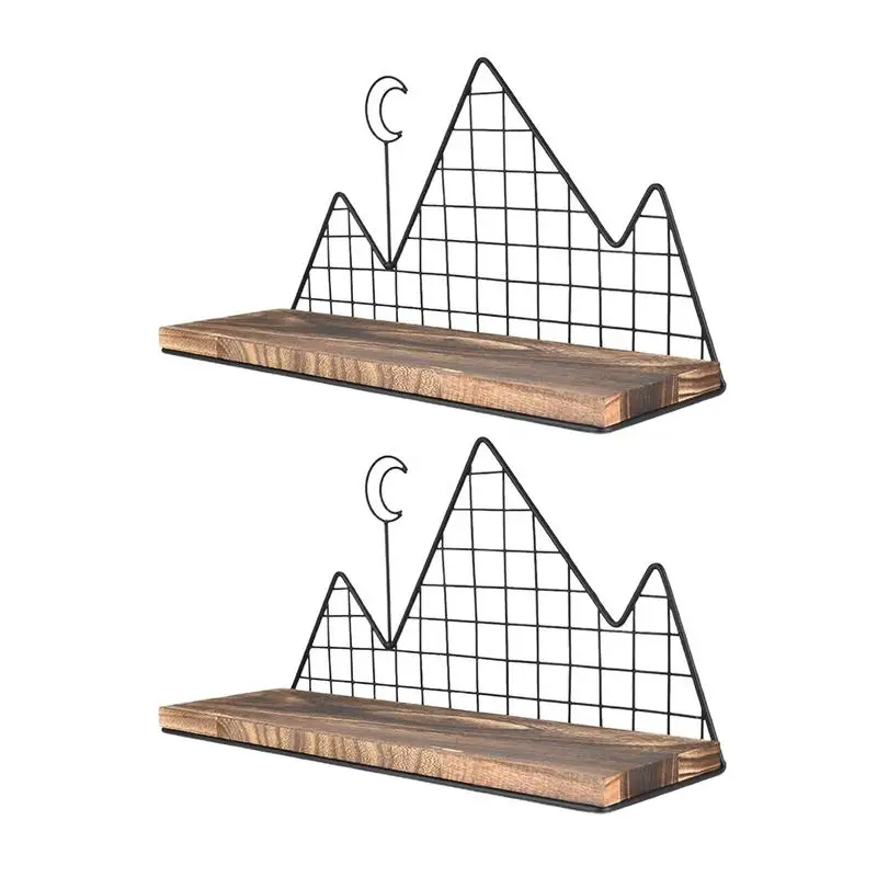 

Геометрическая настенная полка, подвесная стойка для горных стен без сверления, демонстрационная стойка, декоративная настенная полка, подставка для хранения из дерева и металла