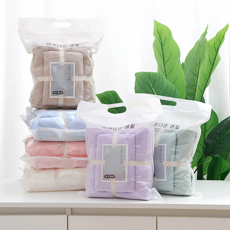 2pcs Set Luxury Super Large Towel High Absorbent Soft Coral Fleece Bath Towel and Face Towels Set for Adults 70x140cm 35x75cm