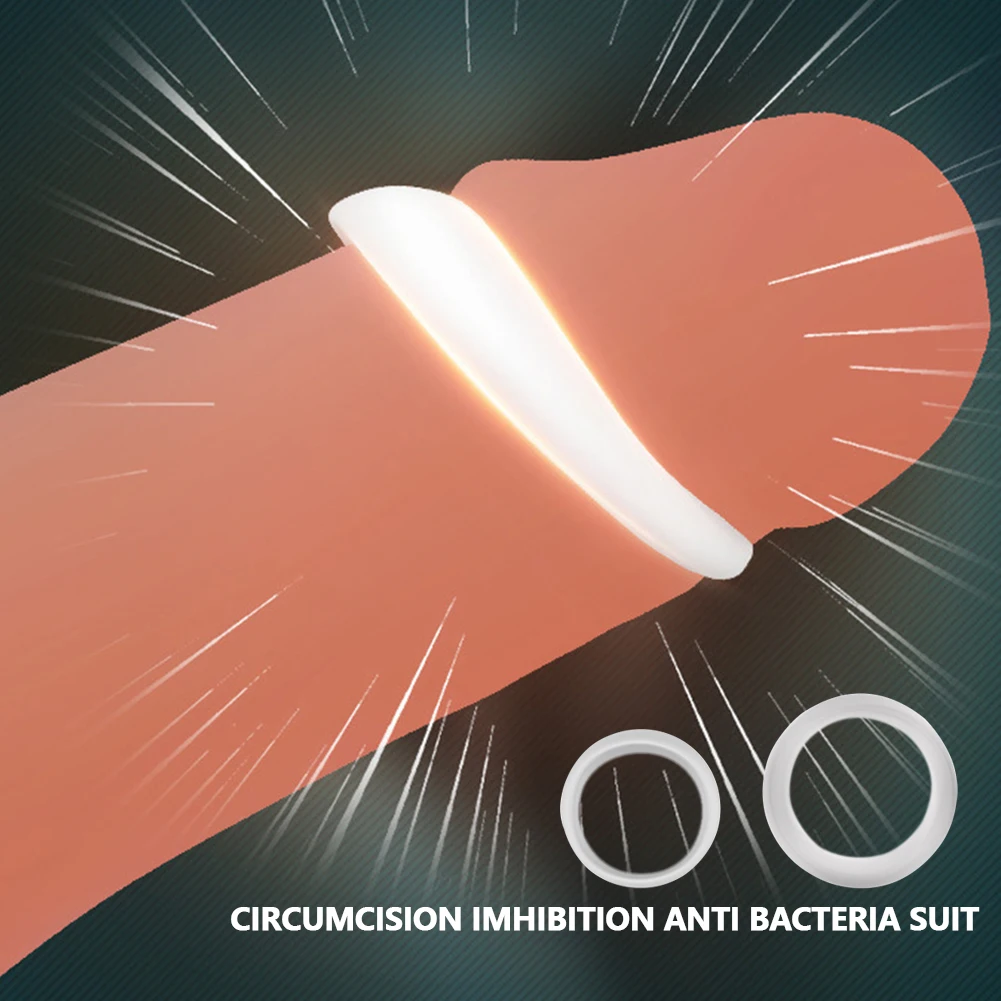 Penis Ring 2Pcs Silicone Male Foreskin Corrector Resistance Ring Delay Ejaculation Penis Rings Sex Toys for Men