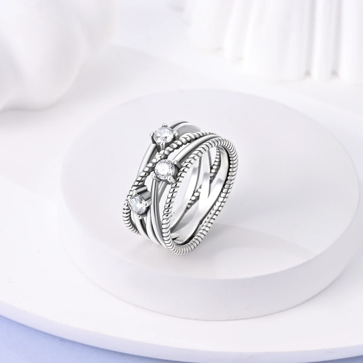 925 Sterling Silver Ring For Woman Zircon Firefly Heart Cross Fine Jewelry
