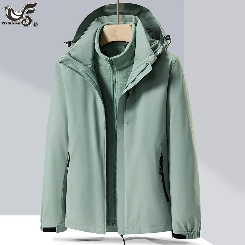 

Hiking Jacket Waterproof Coats Women Men Parkas Two-piece Detachable Windproof Mountaineering Ski Camping Jackets Men Clothing