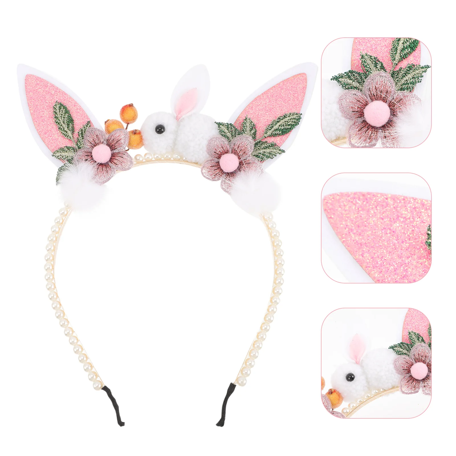 

Bunny Ear Headband Cosplay Hair Decor Costume White Bands Bow Ears Rabbit Design Hairband Modeling Accessory