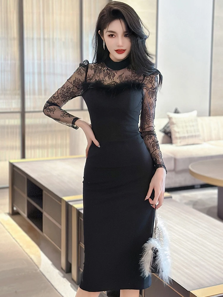 Primavera otoño vestido largo de noche Mujer ropa de Mujer ver a