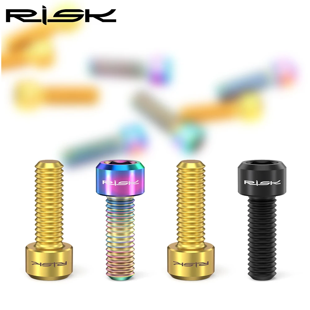 RISK 2pcs M6 * 18mm MTB 자전거 티타늄 합금 크랭크 볼트 디스크 브레이크 캘리퍼스 고정 나사 도로 산악 자전거 크랭크 잠금 나사