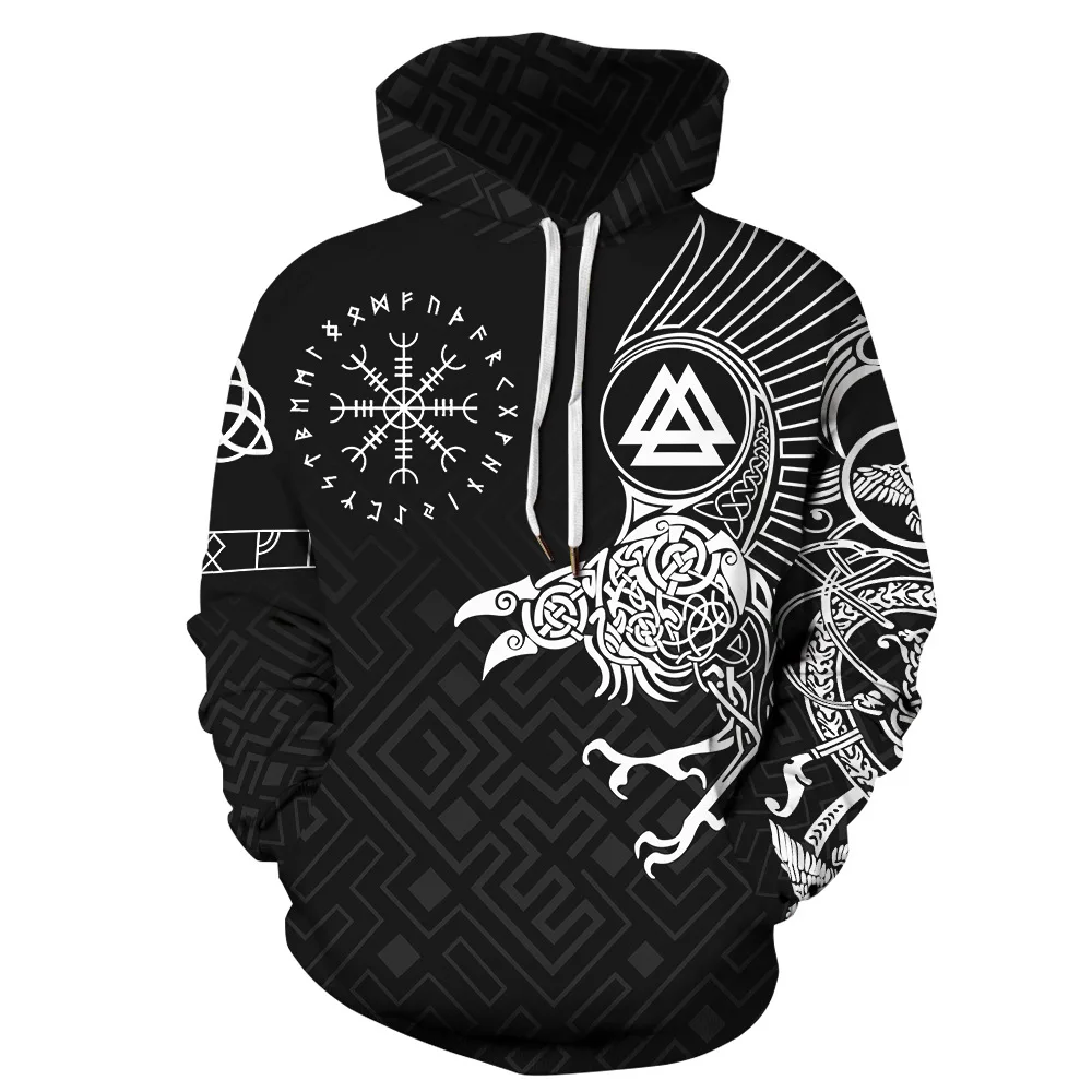 

3D Digital Printed Hoodie Viking Mythology Men's Women's Long Sleeve Sweatshirts Pullovers Fashion Tops