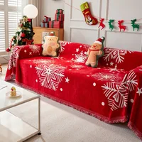 Red Christmas Blanket Sofa Cover Four Seasons Universal Sofa Cover Multifunctional Blanket Christmas Home Decoration Covers 1