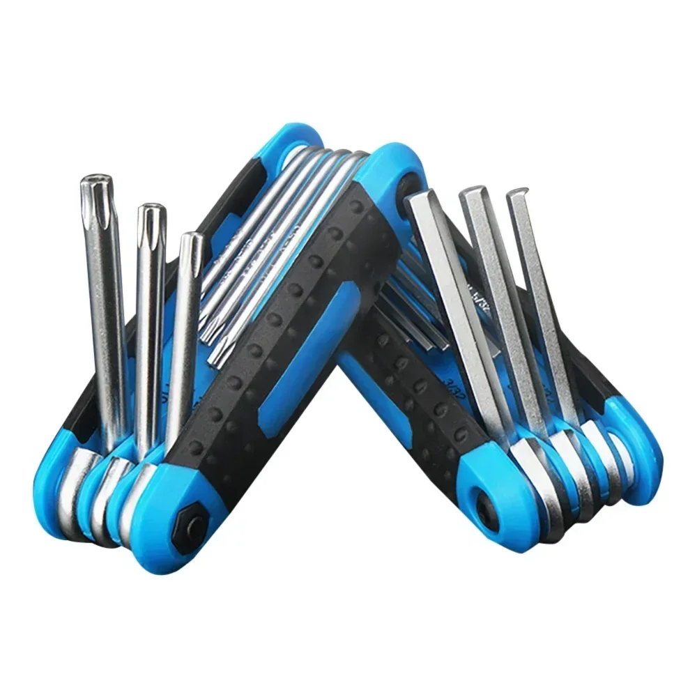 

8 in 1 Folding Wrench Set Metric or Folding Tamper Proof Key Set Portable Star Wrench Kit Allen Key Set Tool
