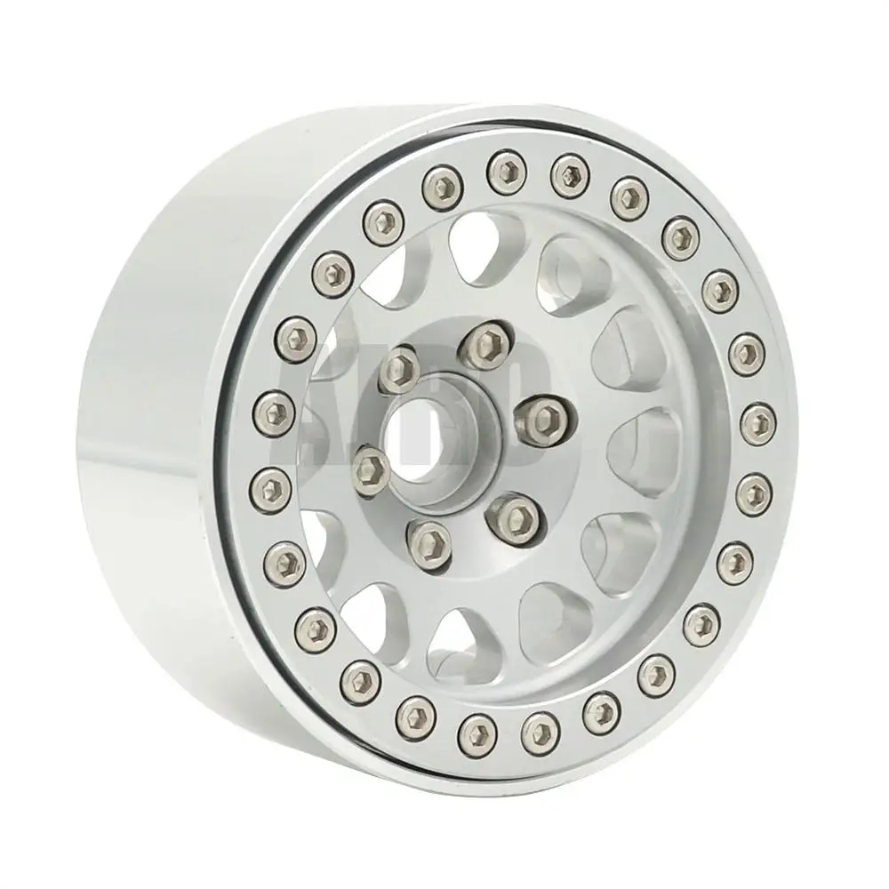 AXSPEED 1.9" Metal Beadlock Wheels – Silver & Black, Pack Of 4 For 1/10 RC Crawlers