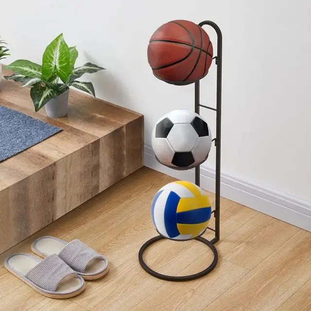 Rack de Rangement pour Ballons Support de Stockage de Balles À 3 Niveaux,  Présentoir Vertical de Basket-ball pour la Chambre des Garçons,  Organisateur