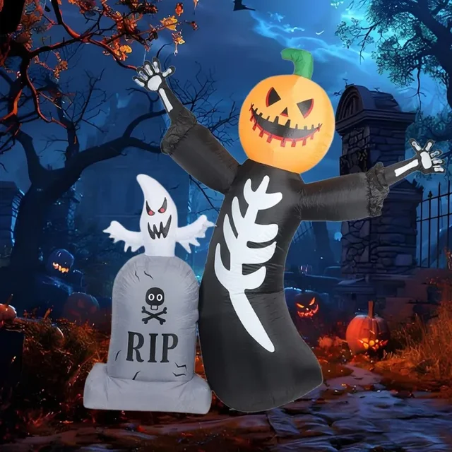 Halloween Inflatable Model Grim Reaper Spooky Ghost Decortions  with LED Lights Outdoor Courtyard Decor Home Garden Festival 4