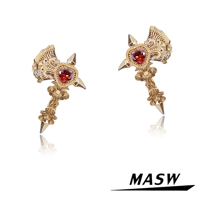 

MASW Original Design 2024 Trend New High Quality Brass Res Glass Stud Earrings For Women Girl Gift Trend Jewelry
