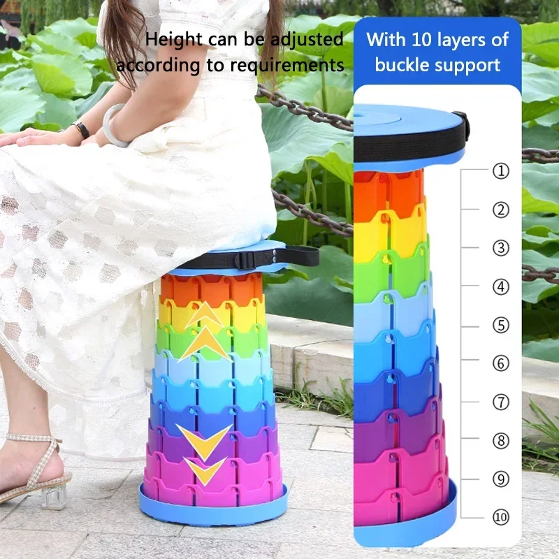 Folding Telescopic Stool Outdoor Portable Folding Chair Fishing Stool Queuing Travel Mazar Household Chair