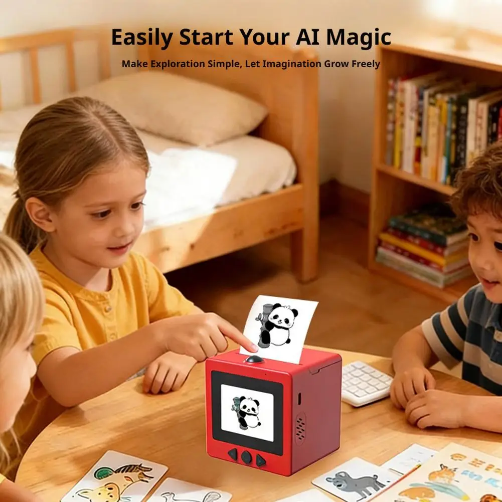 AI 음성 제어 미니 스티커 프린터 휴대용 감열 프린터 HD 화면 DIY 스티커 박스 어린이 창의력 선물