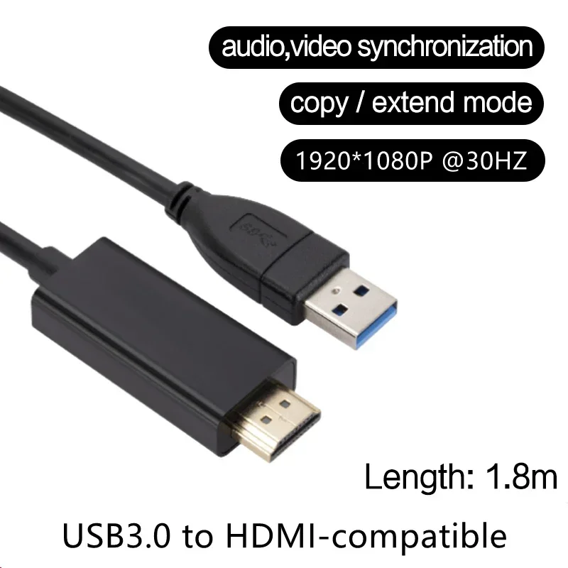 Premium Quality USB 3.0 to HDMI Converter Cable - 1080P Video Projection