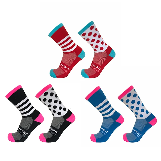 calcetines ciclismo hombre Striped polka dot cycling socks multicolor  cycling racing running socks comfortable and breathable