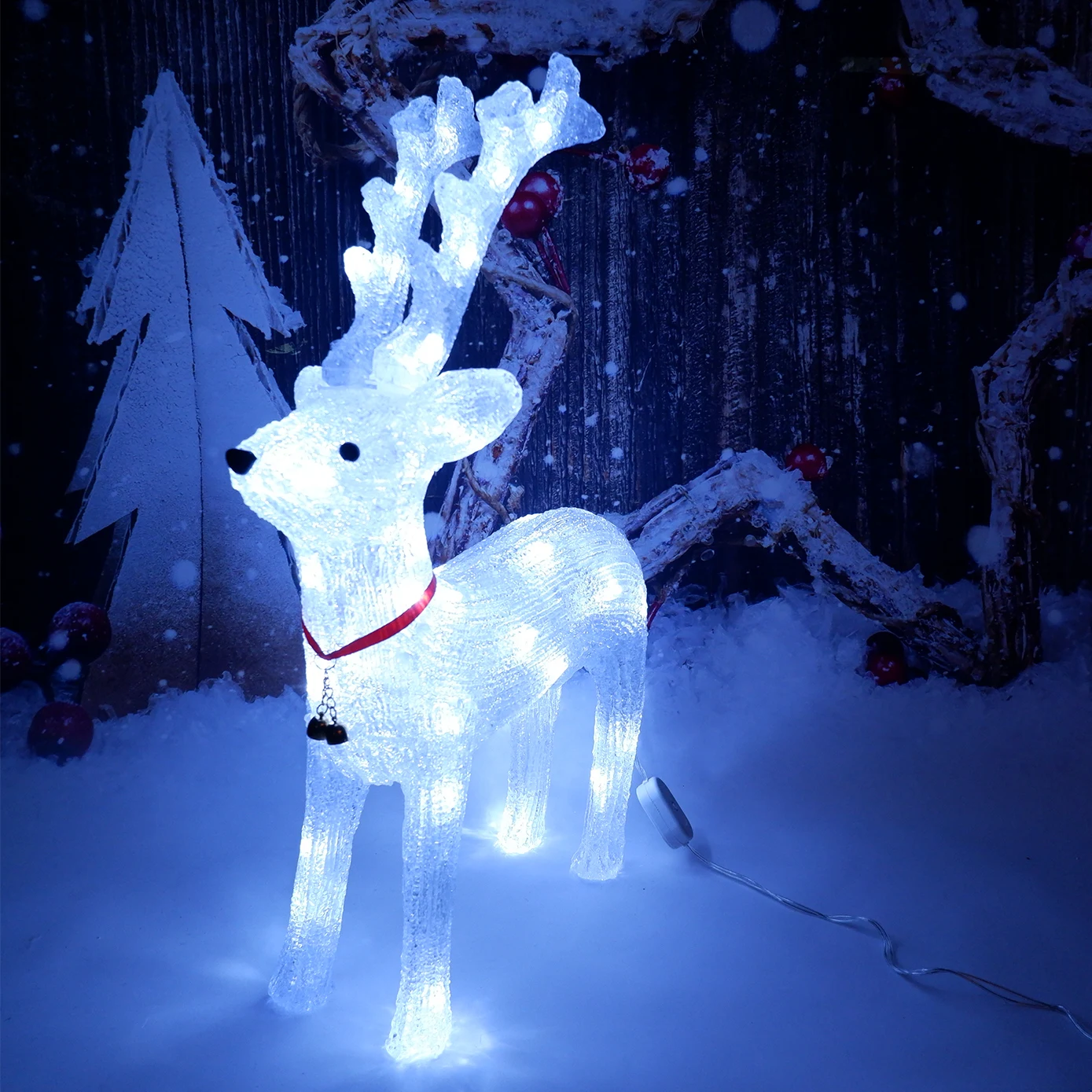 LEDライト3Dアクリル60cm,大きなトナカイ,常夜灯,鹿の照明,クリスマス