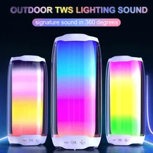 

Portable Wireless Speaker Bluetooth-Compatible Rechargeable With LED Light Hands-free Call Mic FM Radio Supports USB/TF/AUX